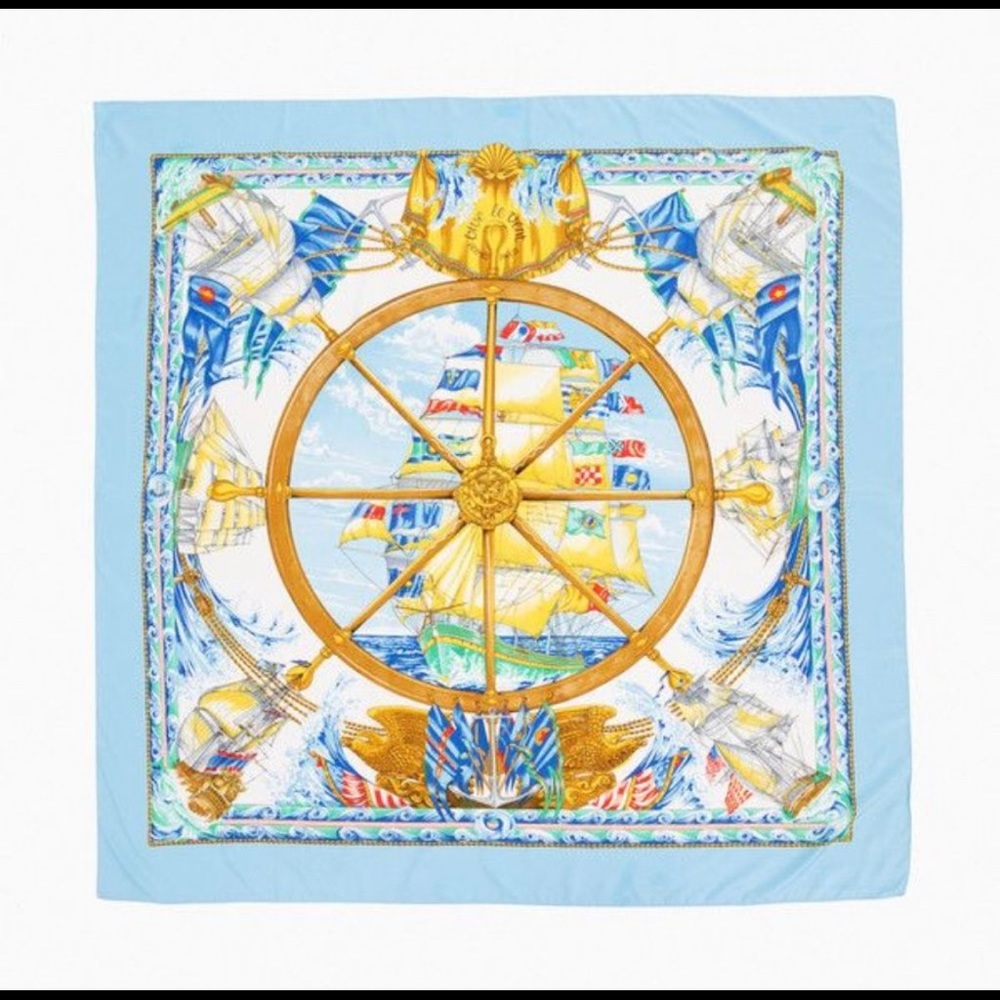 Tuckernuck Pomander Place Louisa Blue Nautical Scarf NWT